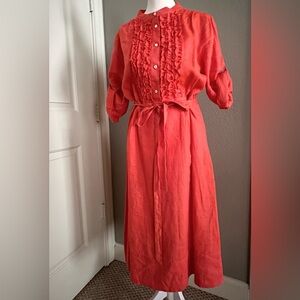 JCrew Women’s Coral Linen Dress, Size 12